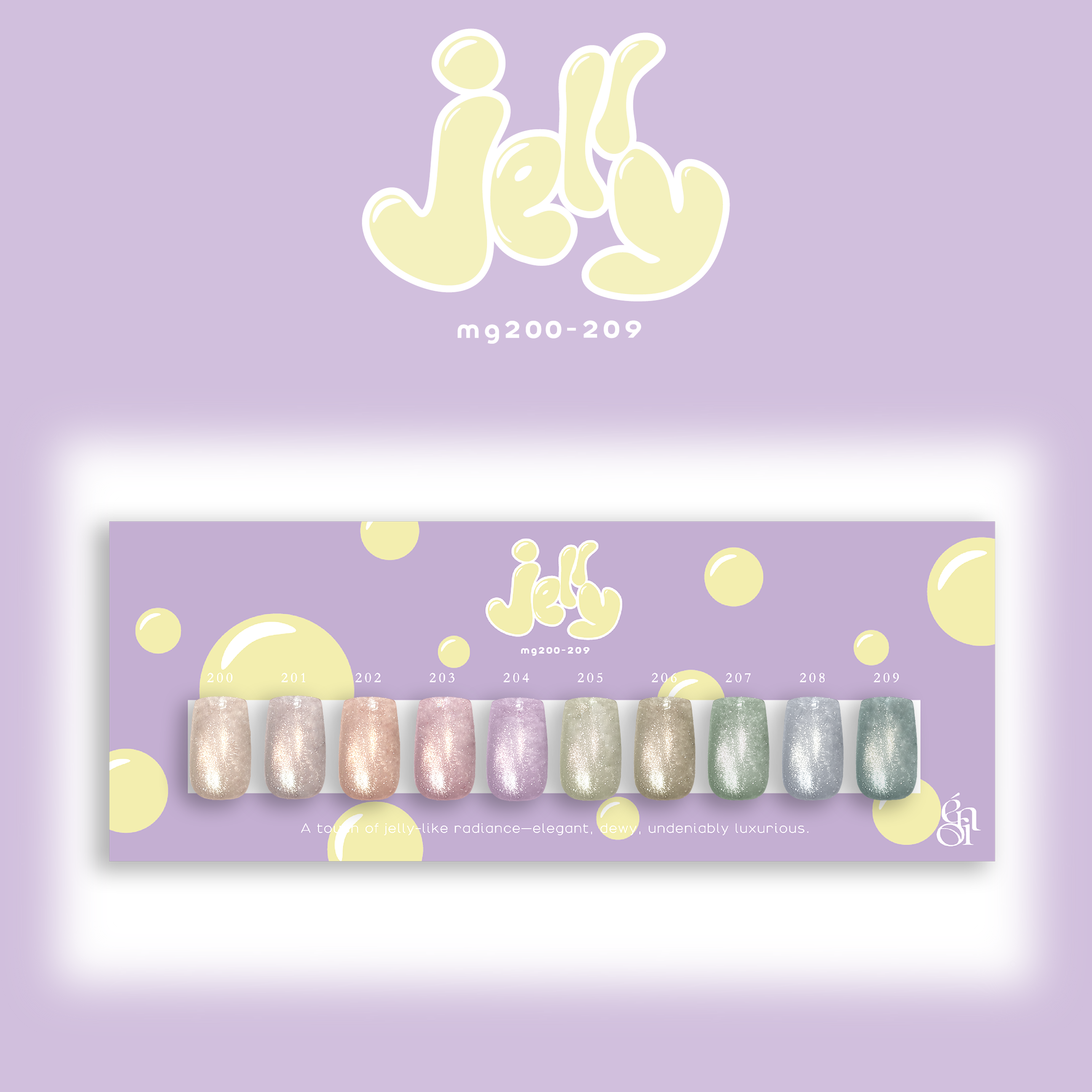 Énoi Cat Eye Gel Polish – Jelly Magnet Set #MG200–MG209 | Sheer