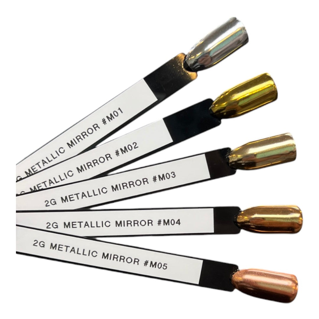 2Guys Mirror Metallic Chrome Nail Powder Gold M02, gold chrome nails