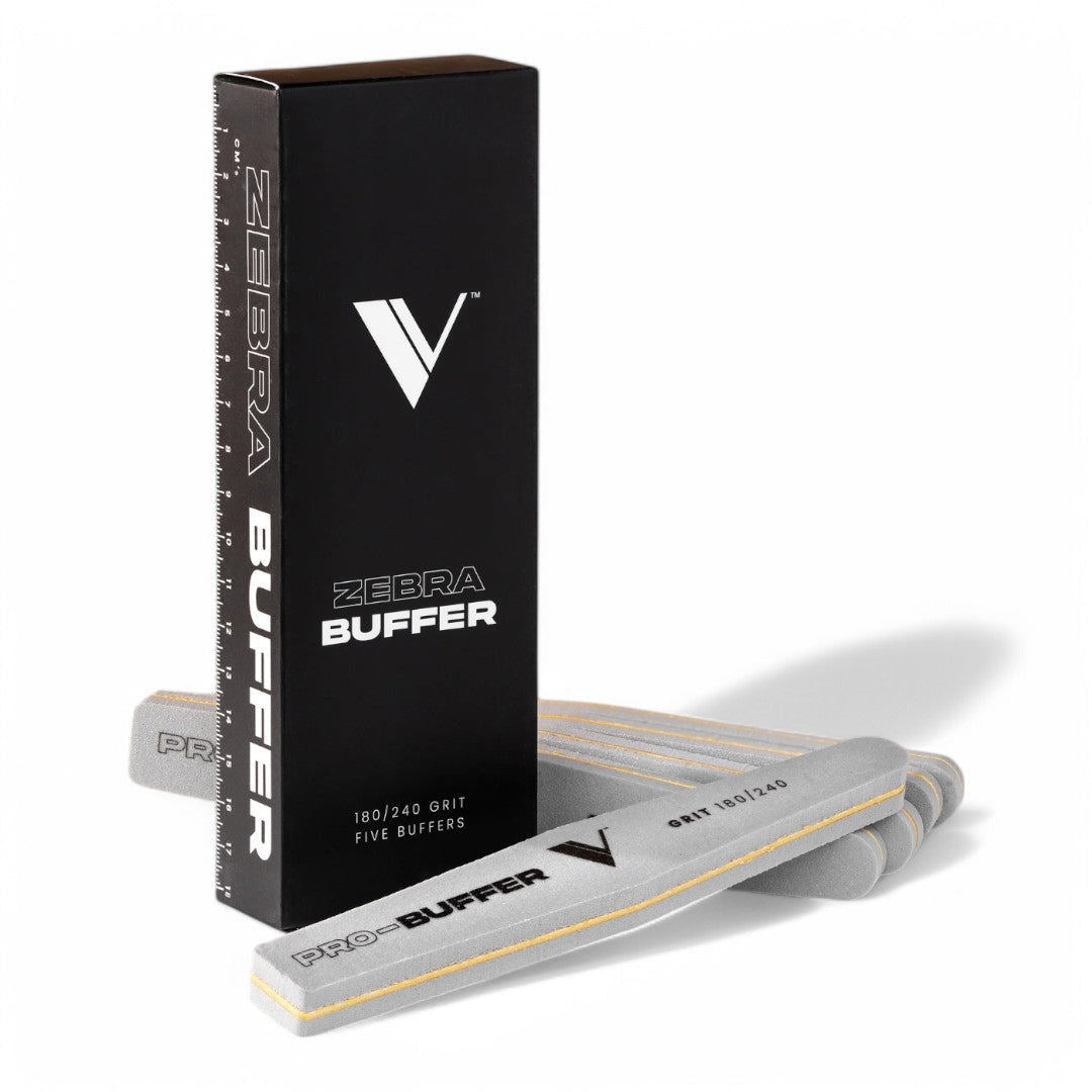 V Beauty Pure Nail Buffers - Diamond Sponge Zebra 180/240 Grit (Pack Of 5)