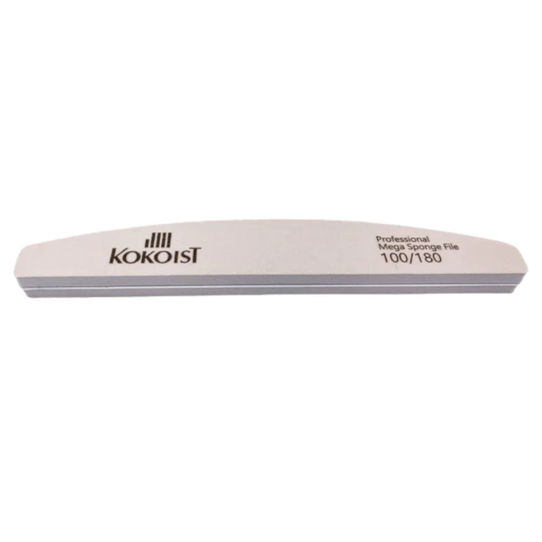 Kokoist Nail Buffer - Pro Mega Half Moon Sponge 100/180 Grit - Grey (1pc) #Q3