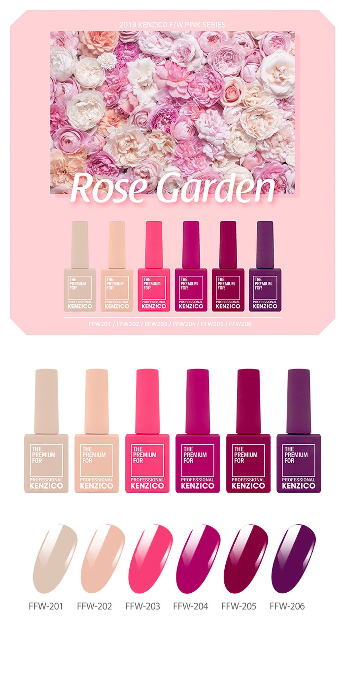 Kenzico Korean Gel Polish, Rose Garden Colour Gel Polish FFW-205