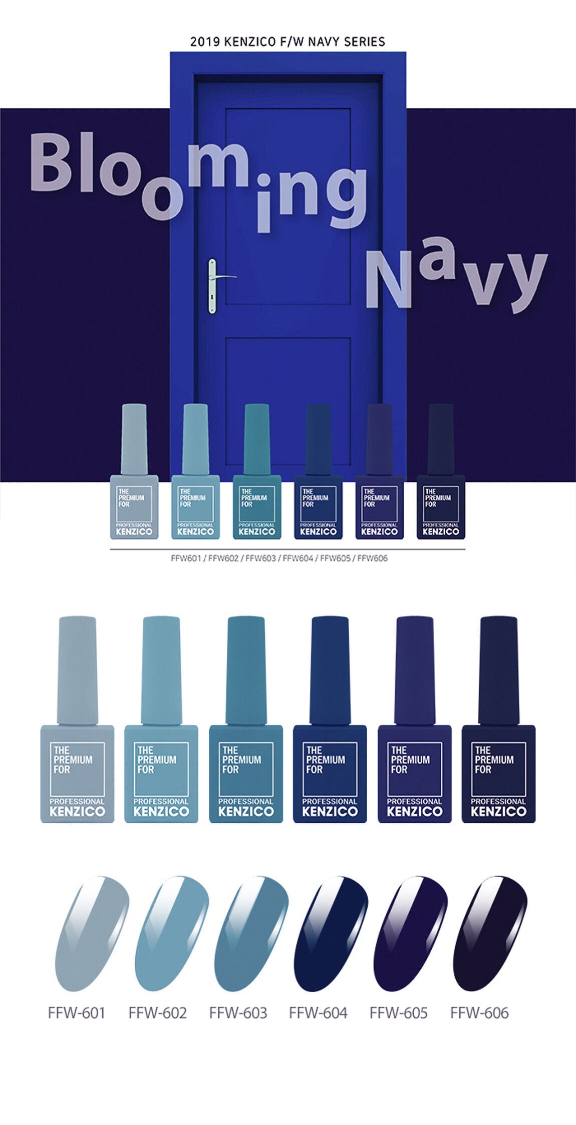Kenzico Korean Gel Polish, Blooming Navy Gel Polish FFW-604