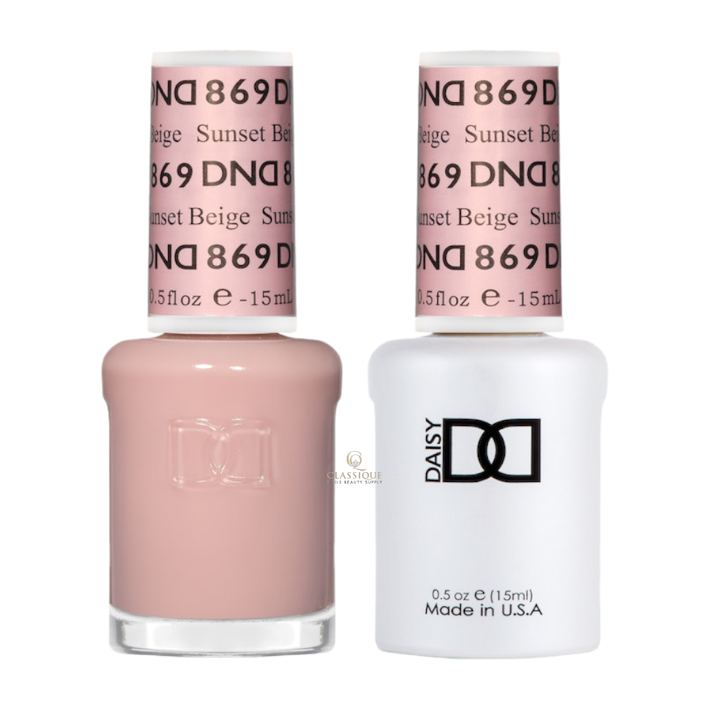 dnd sheer collection, sheer nail polish, gel polish, regular nail polish, dnd nail lacquer, 869 Sunset Beige, nail salon in southgate mall