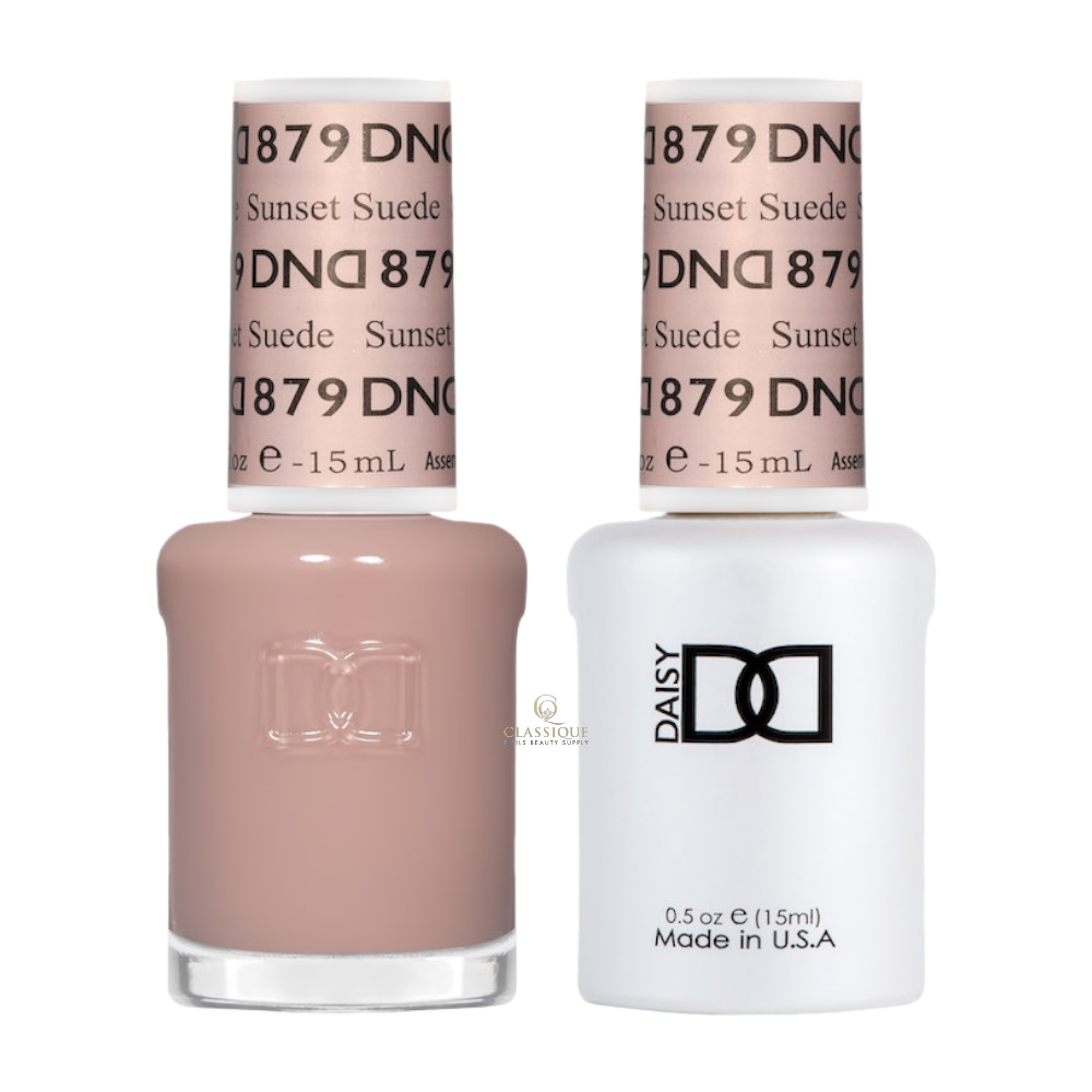 dnd sheer collection, sheer nail polish, gel polish, regular nail polish, dnd nail lacquer, 879 Sunset Suede, nail salon dix30