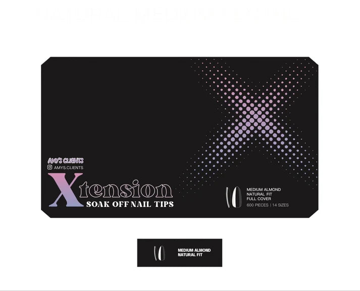 Amy's Clients Xtension Tips Box - Natural Almond Medium (600pcs)