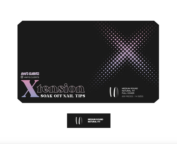 Amy's Clients Xtension Tips Box - Natural Round Medium (600pcs)