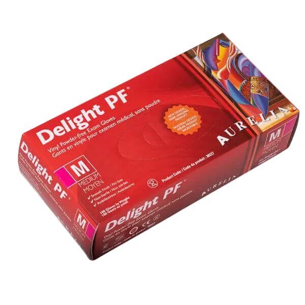 Aurelia Delight PF Vinyl Clear Gloves (Box of 100)