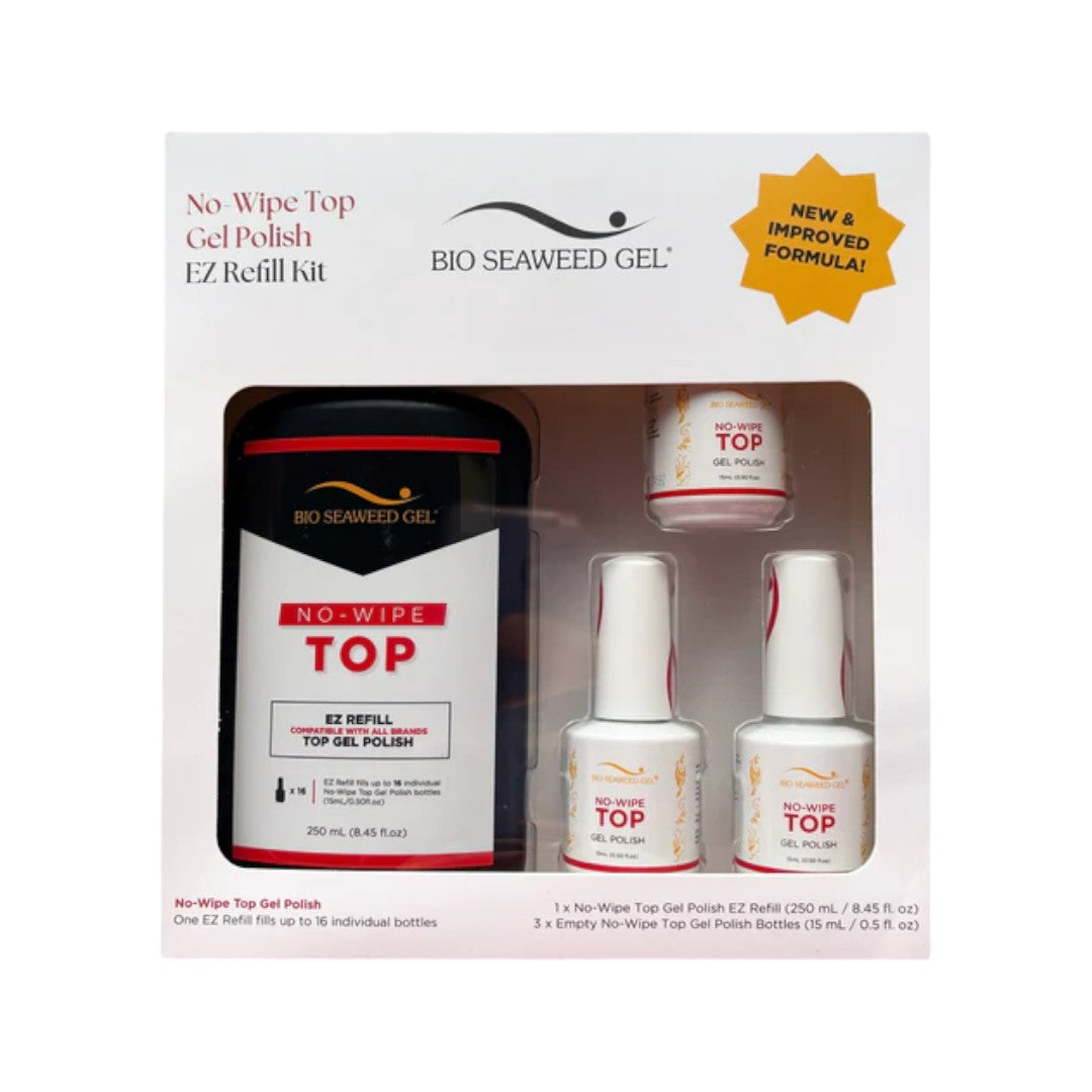 Bio Seaweed Gel Top Coat Refill No-Wipe EZ Refill Kit, best gel top coat