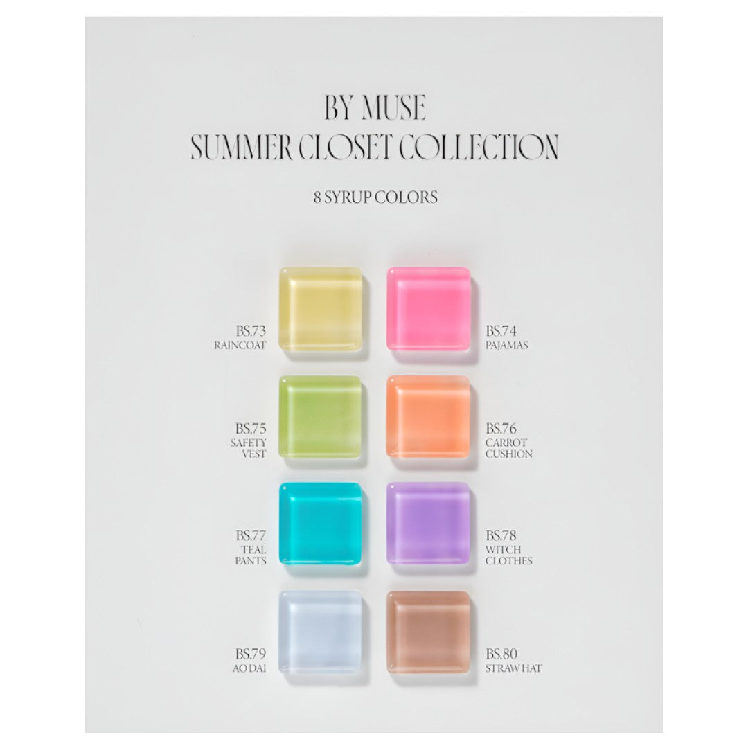 By Muse Hema Free Syrup Gel Polish Summer Closet Collection BS73-80 (8pcs), gel nails designs, nail store