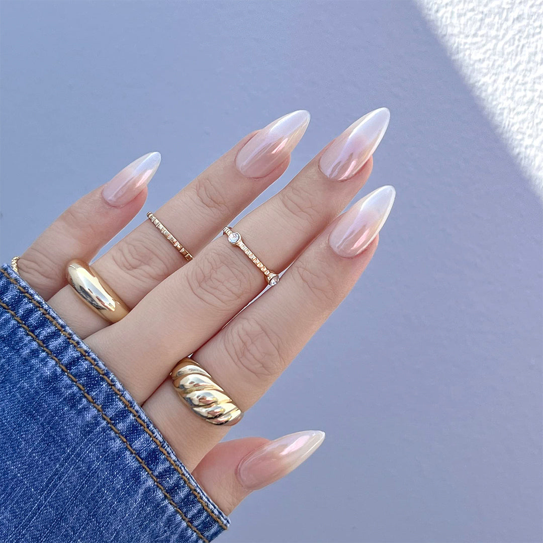 white chrome nail powder