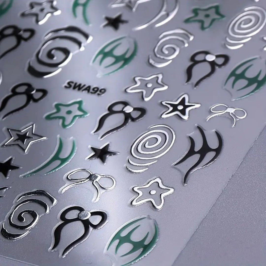 CNBS Nail Stickers - Y2K Mixed Motif (2 Sheets)