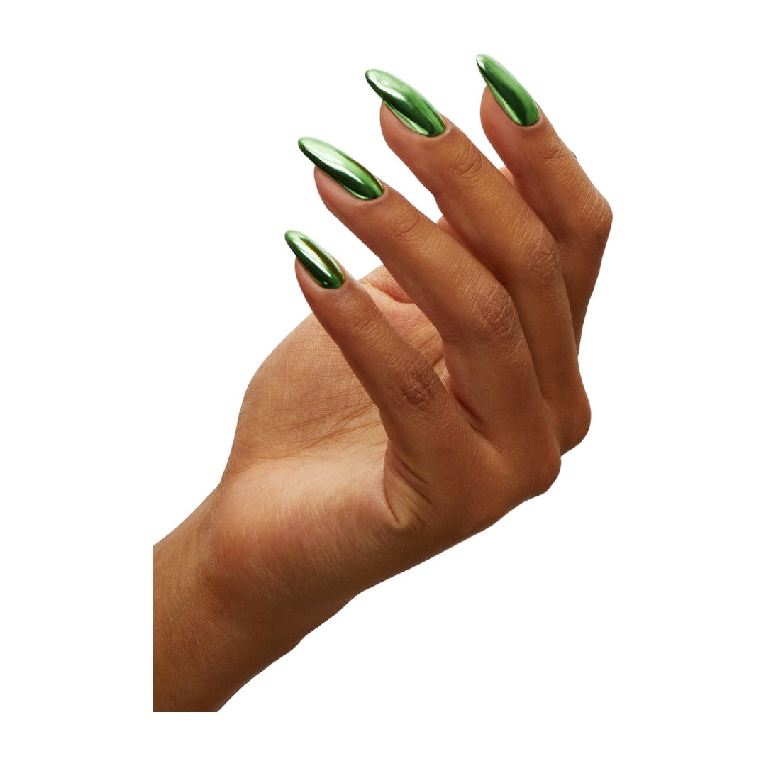 chrome nails, The Gel Bottle Chrome Pigment, Emerald, Green Chrome Nail Powder, the gel bottle canada, gel in the bottle, the gel bottle inc, vegan near me, vegan, nail salons near me, nails for you