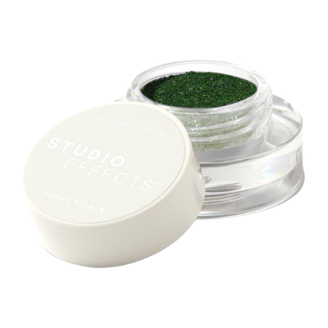 chrome design nails, The Gel Bottle Chrome Pigment, Emerald, Green Chrome Nail Powder, the gel bottle canada, gel in the bottle, the gel bottle inc, vegan near me, vegan, nail salons near me, nails for you