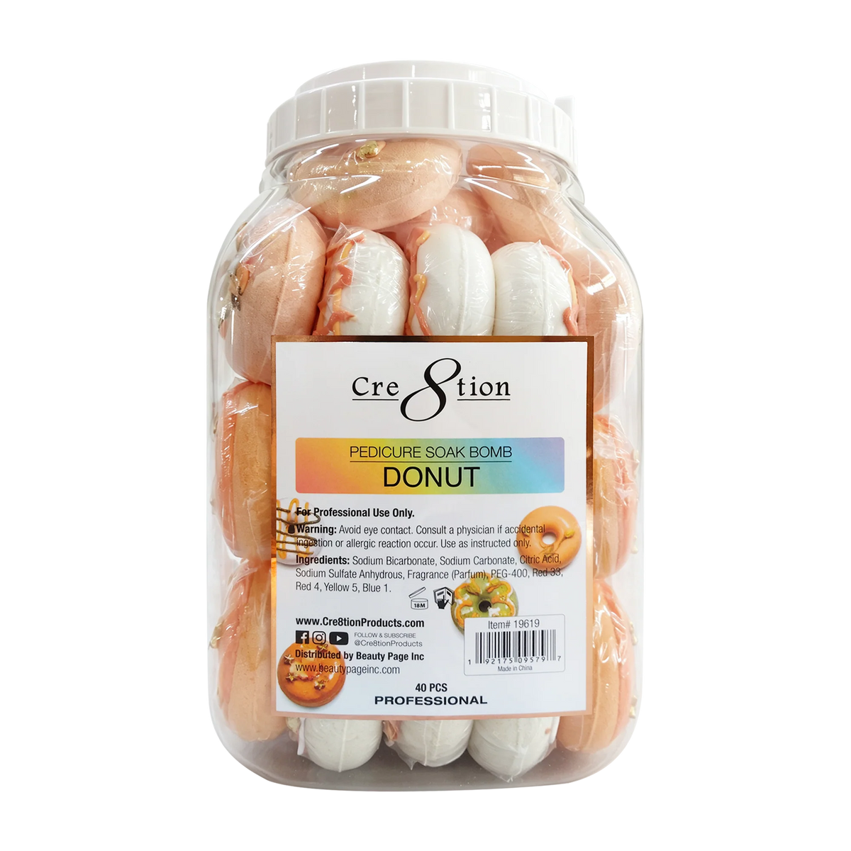 Cre8tion Pedicure Soak Bombs - Large Size Donut (50pcs)
