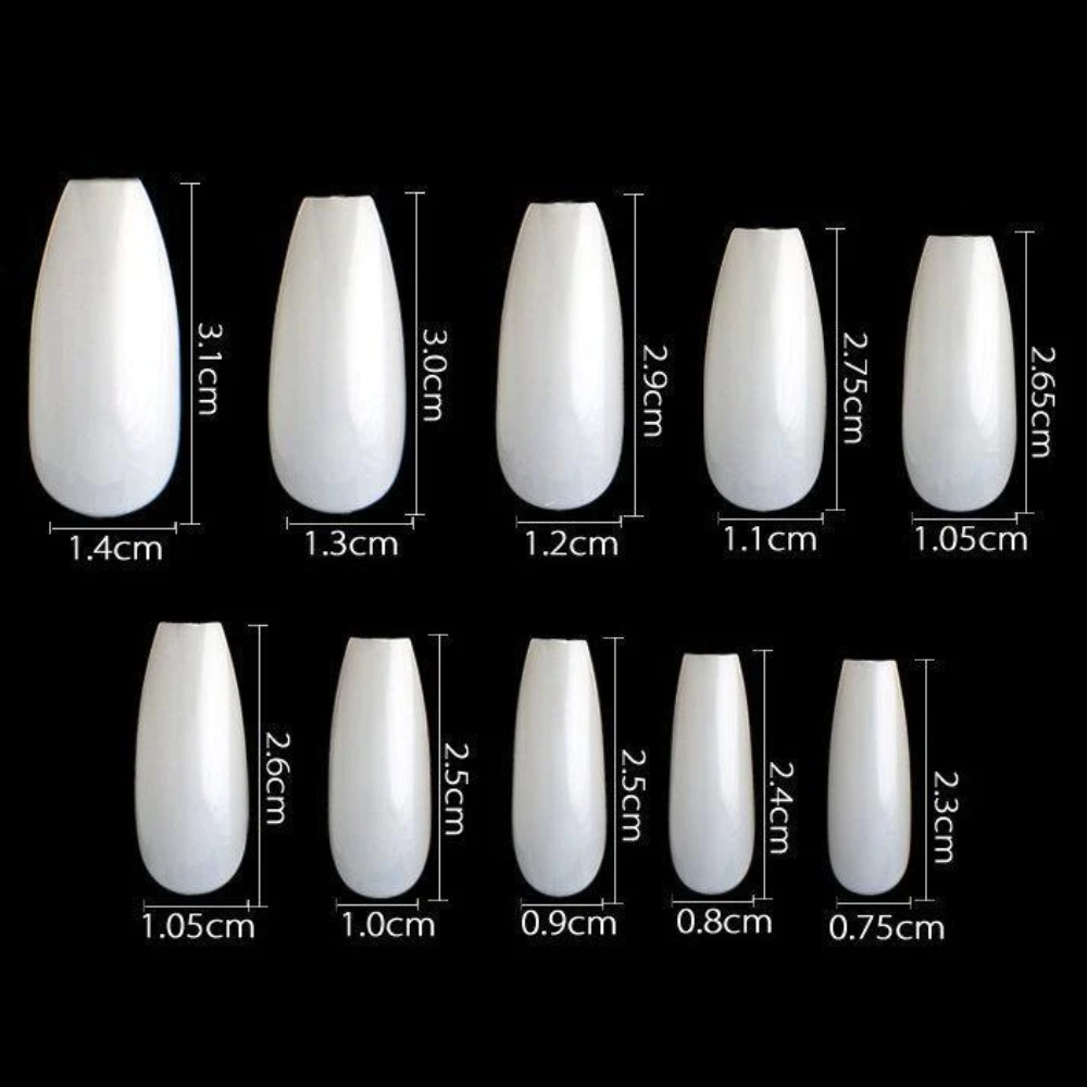 Cre8tion Acrylic Nail Tips Box Natural Coffin Medium (600pcs), coffin acrylic nails