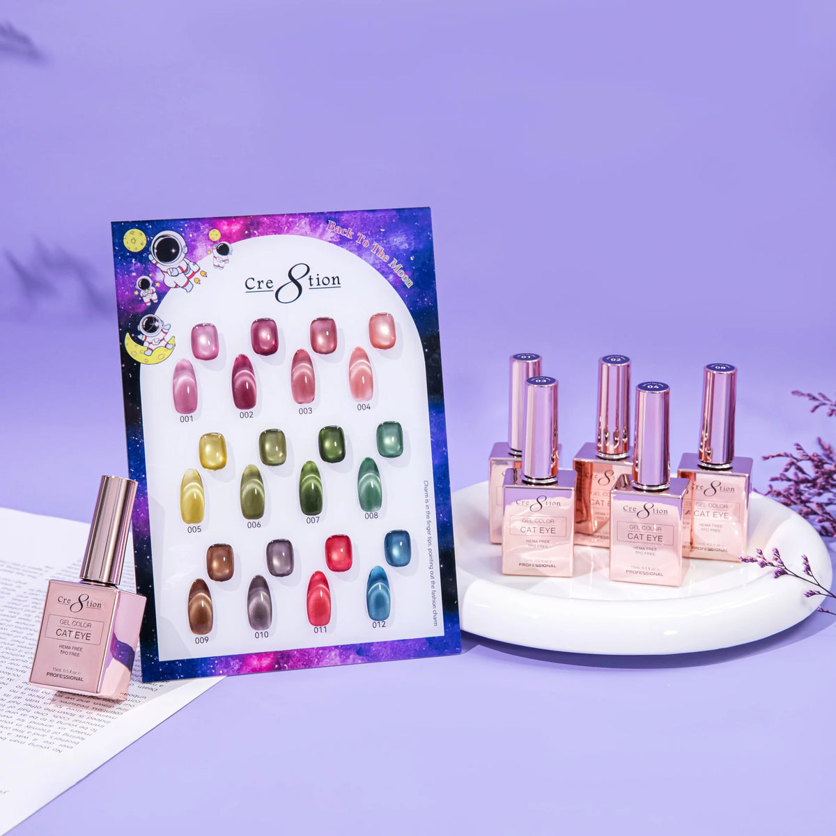 Cre8tion (HEMA/TPO-Free) Cat Eye Gel Polish - Back To The Moon Collection (12pcs)