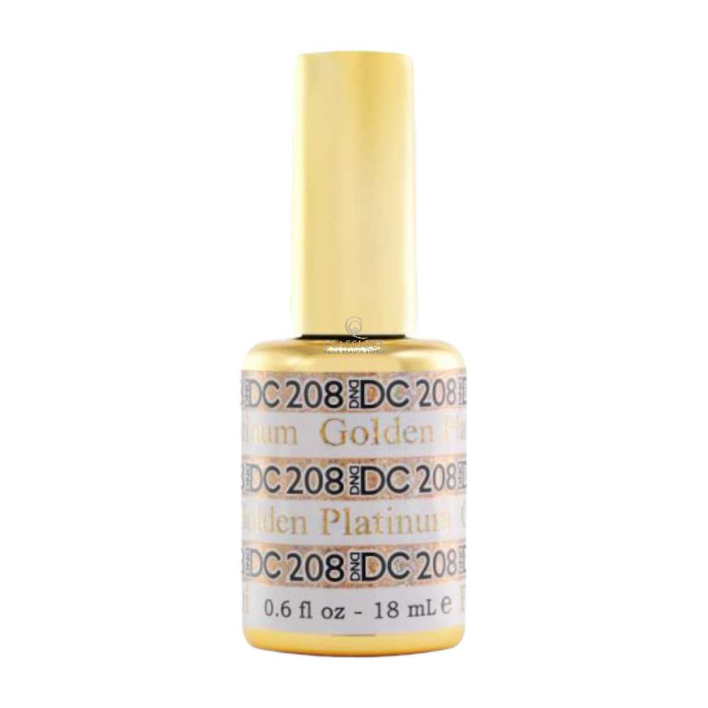 DND DC Platinum 208 Golden - Metallic Glitter Gel Polish, dnd gel polish