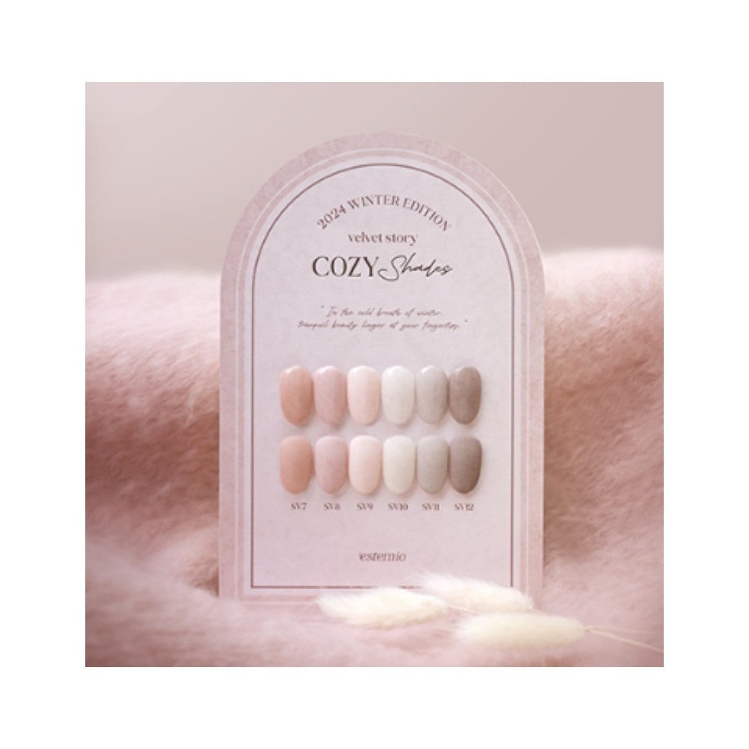 Estemio Cozy Shades Winter 2024 Collection, Korean Gel Polish Set, estemio, estemio gel, korean gel, estemio usa, korean nail art, korean nail designs, korean nail colors, korean nail salon, nail polish in korean, elegant korean nails