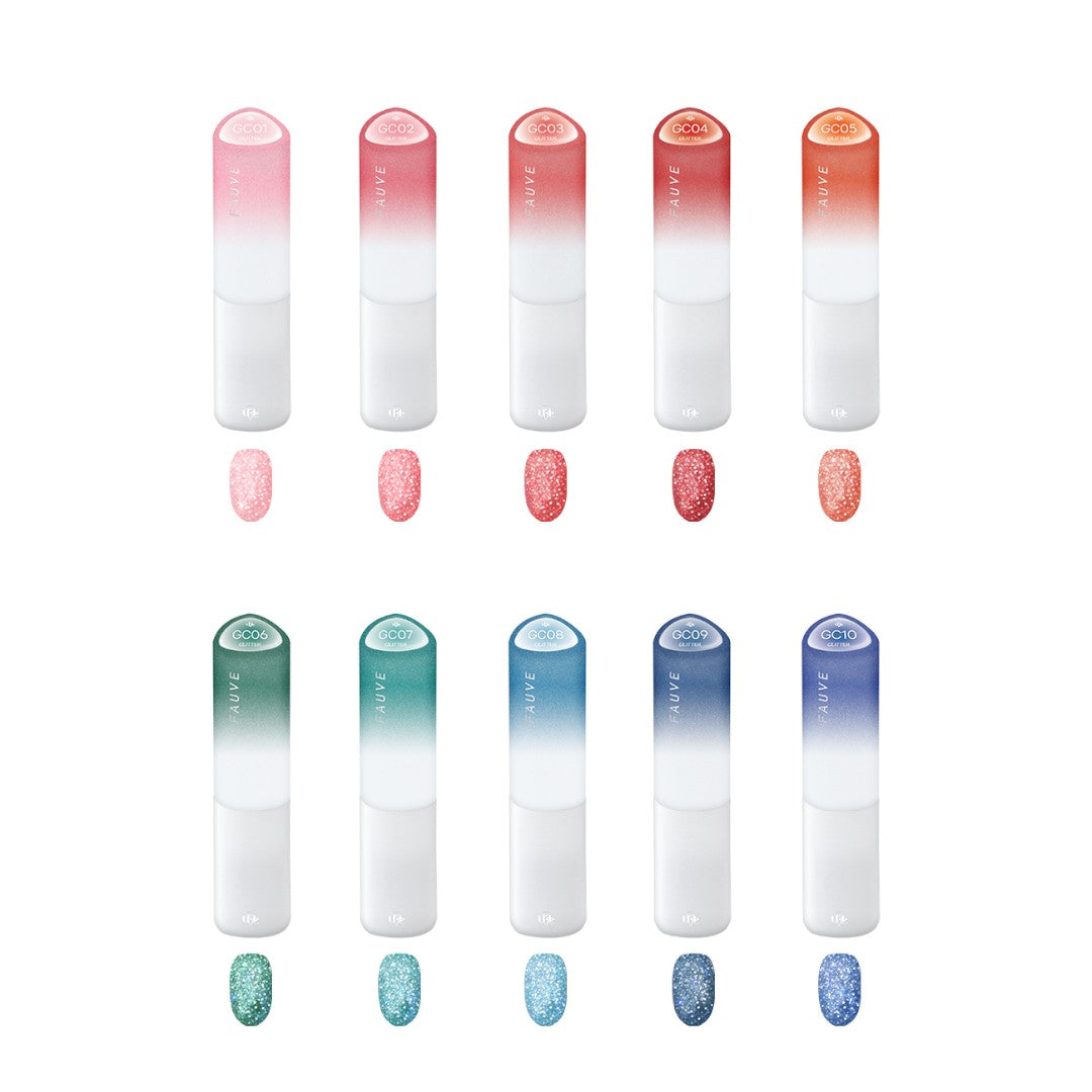 FAUVE Flash Glitter Gel Polish - Pomb Collection #GC01-10 (10pcs)
