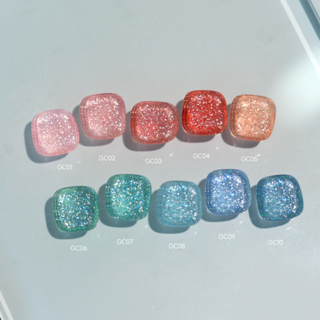 FAUVE Flash Glitter Gel Polish - Pomb Collection #GC01-10 (10pcs)