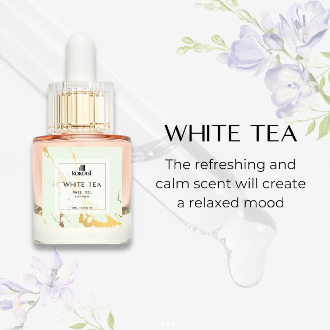Kokoist Nail Oil White Tea 30ml, kokoist canada, kokoist usa, cuticle oil, best cuticle oil, top rated cuticle oil, solar oil for nails, tea tree oil for nails