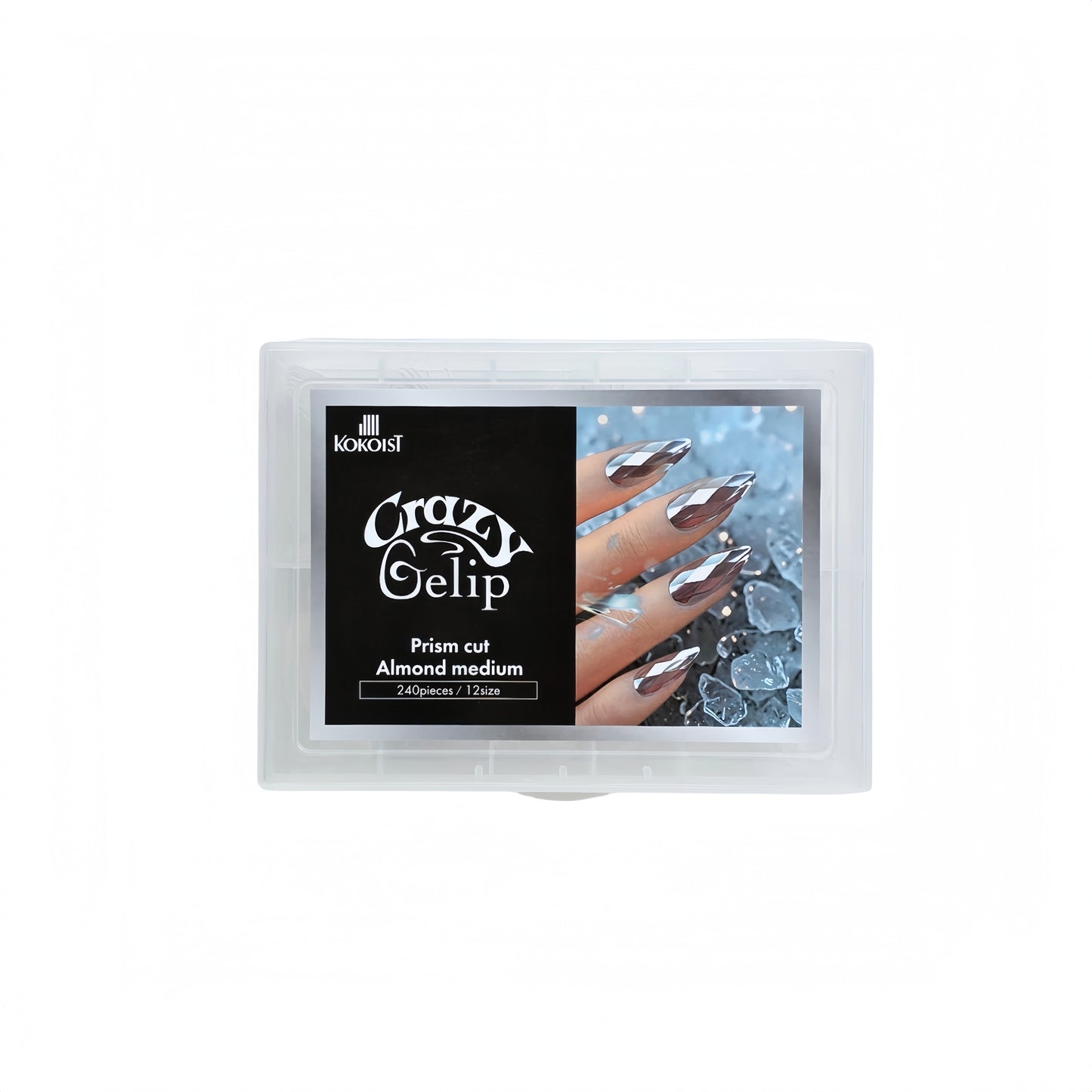 Kokoist Crazy Gelip Nail Tips Box - Prism Cut Almond Medium (240Pcs)
