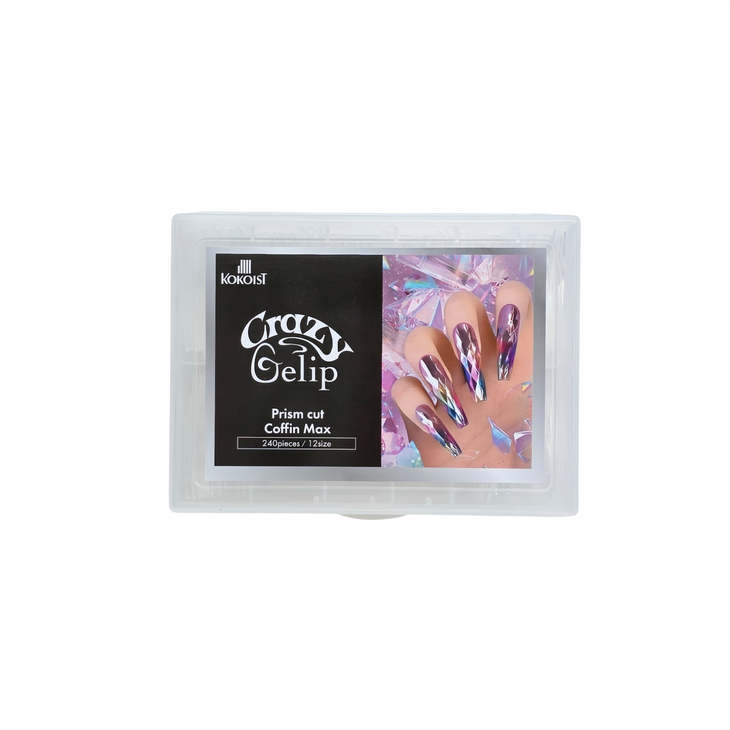 Kokoist Crazy Gelip Nail Tips Box - Prism Cut Coffin Max (240Pcs)