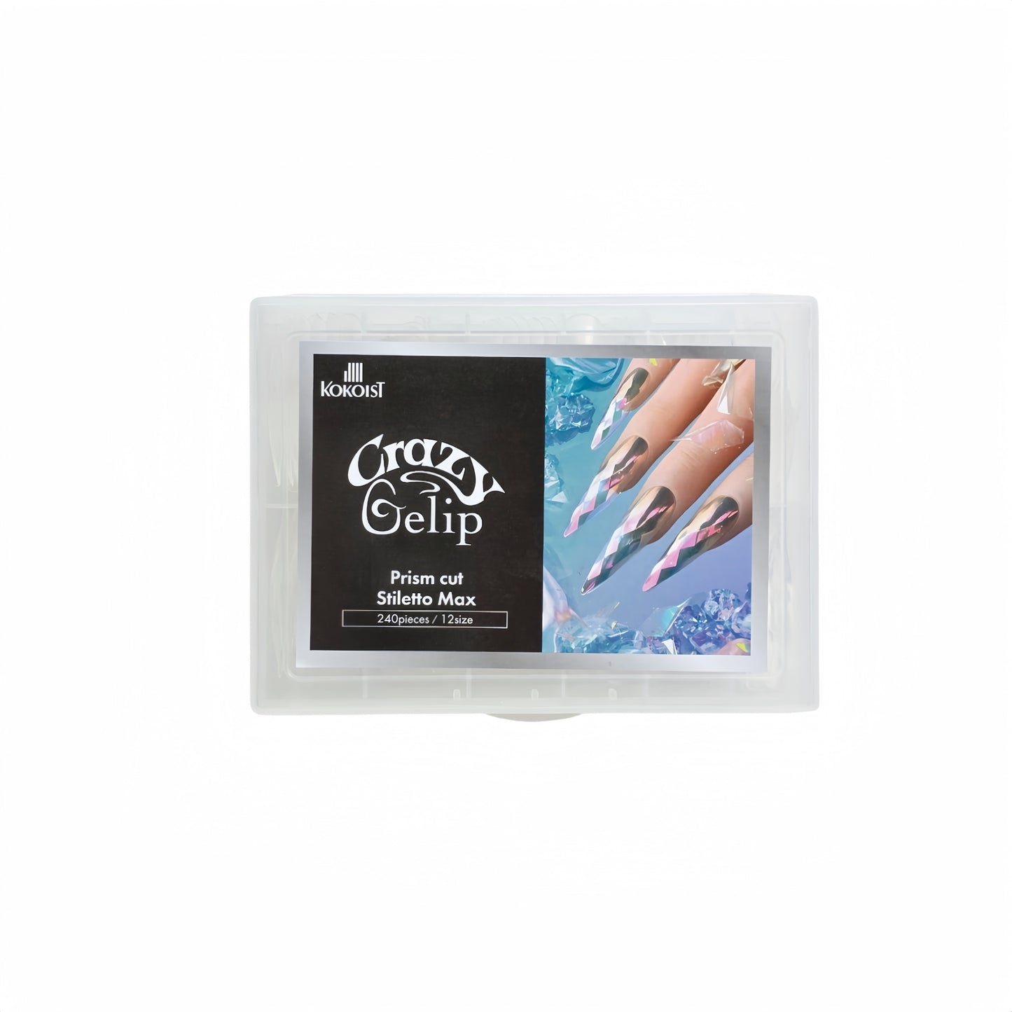 Kokoist Crazy Gelip Nail Tips Box - Prism Cut Stiletto Max (240Pcs)