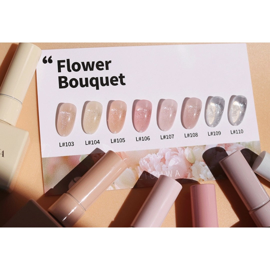 Liuhwa Hema Free Gel Polish Flower Bouquet Collection L103-110 (8pcs), secret nail supply