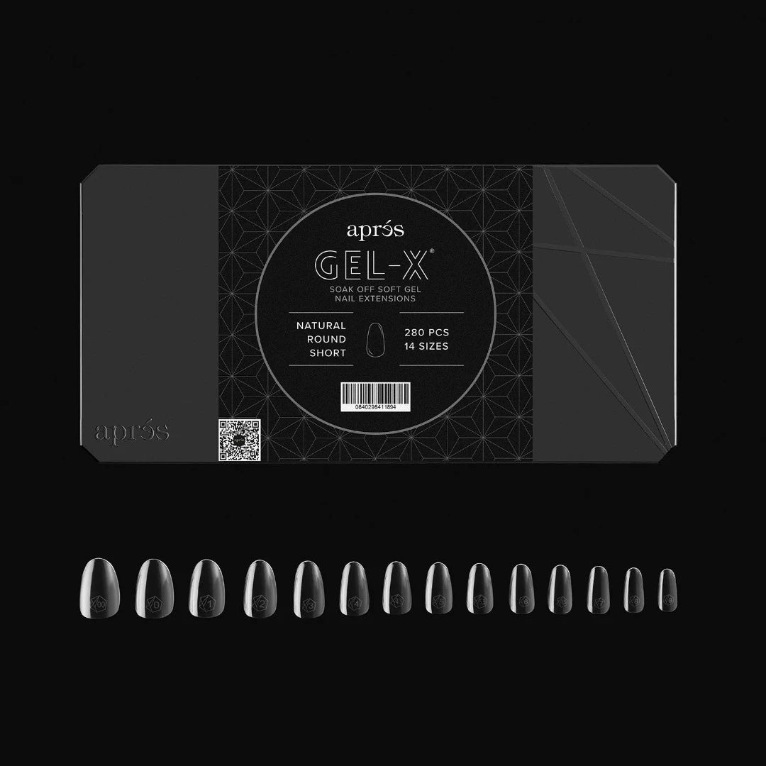 Apres Nails, Gel-X Tip Mini Box, Natural Round Short (280pcs), gel x near me
