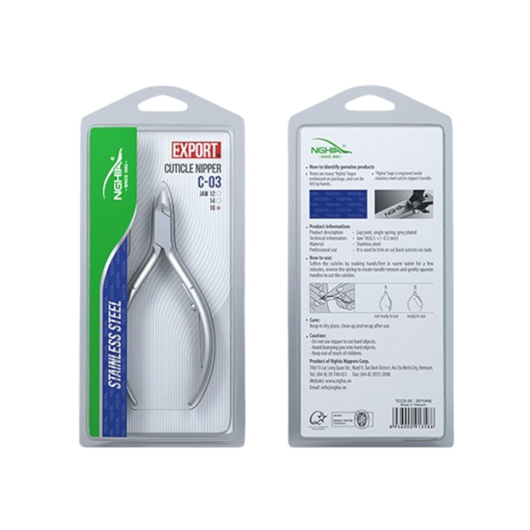 Nghia Stainless Steel Cuticle Nippers Single Spring C03-16/D01-16