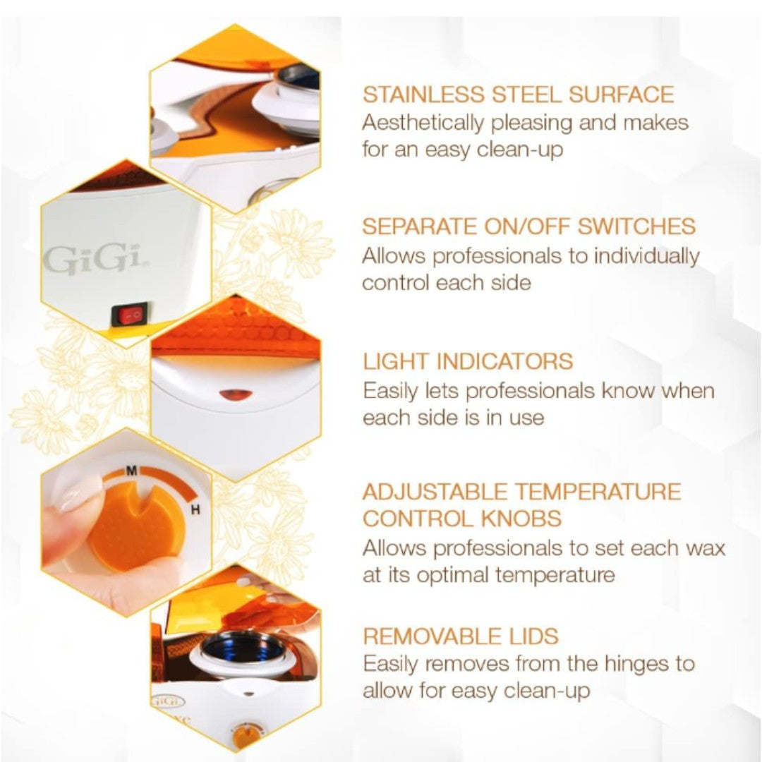 Gigi Deluxe Double Wax Warmer 14oz, gigi wax warmer, plug in wax warmer, warme wax, wax warmer walmart