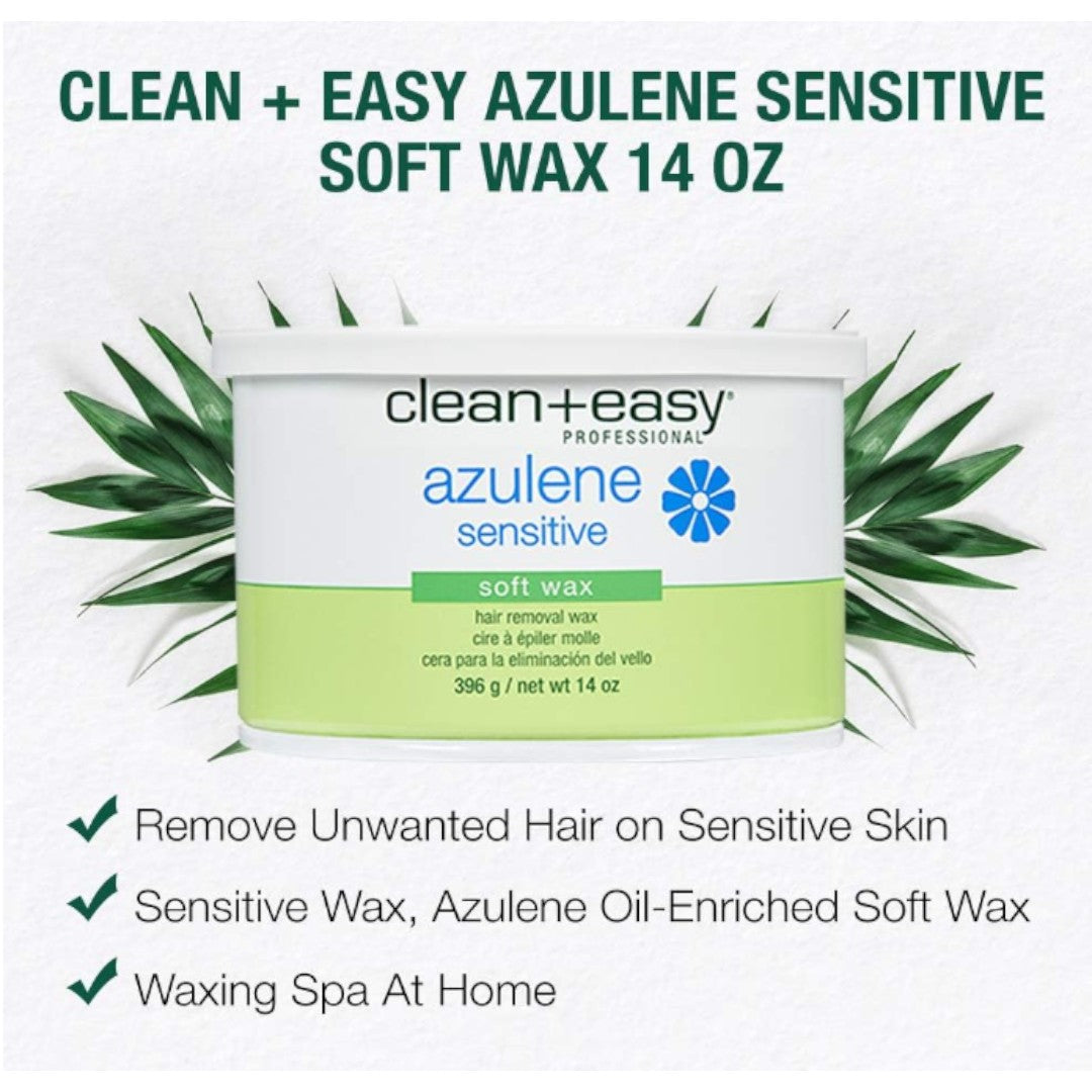 Clean+Easy Sensitive Azulene and Chamomile Soft Wax 14oz, ear wax removal, eyebrow waxing near me