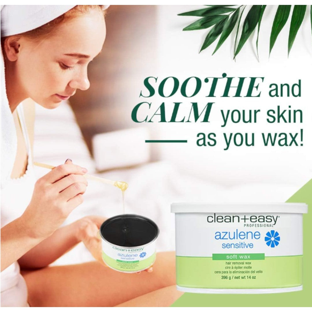 Clean+Easy Sensitive Azulene and Chamomile Soft Wax 14oz, brow waxing near me