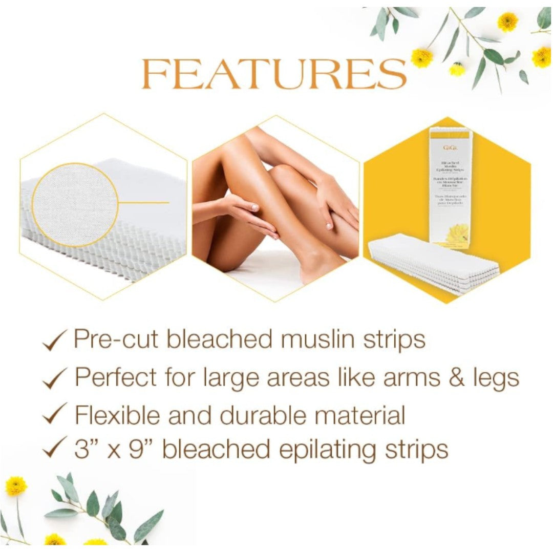 Gigi Bleached Muslin Wax Strip Large, walmart wax strips