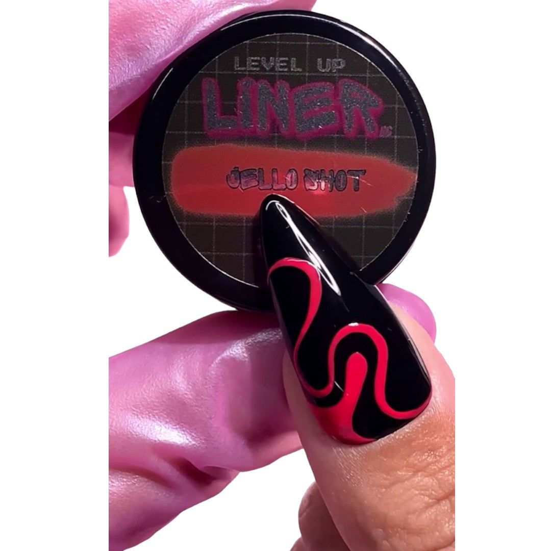 Nails By Dev Gel Polish Nail Art Liner - Jello Shot, black and silver nail art