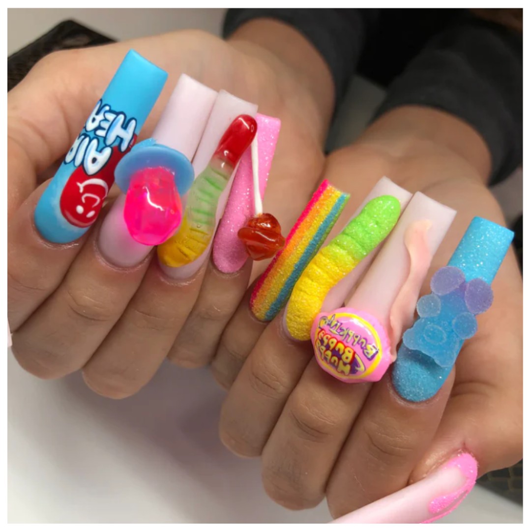 Nails By Dev Trippy 3D Sculpting Gel for 3D Nail Art Design - Fuchsia Nail Art, candy cane nail art designs