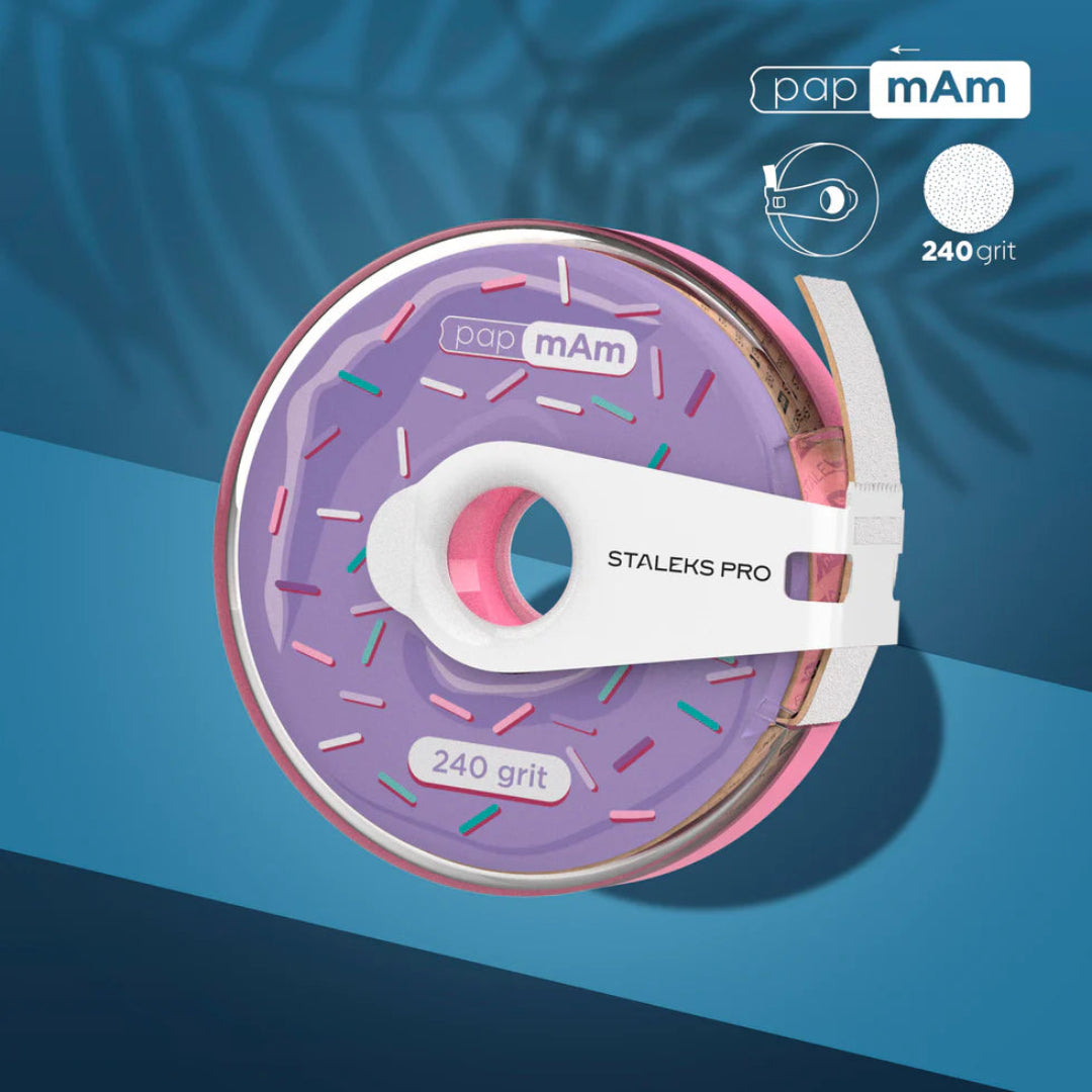 Staleks Disposable White Abrasive Tape PapmAm EXPERT 240 Grit in a Plastic case