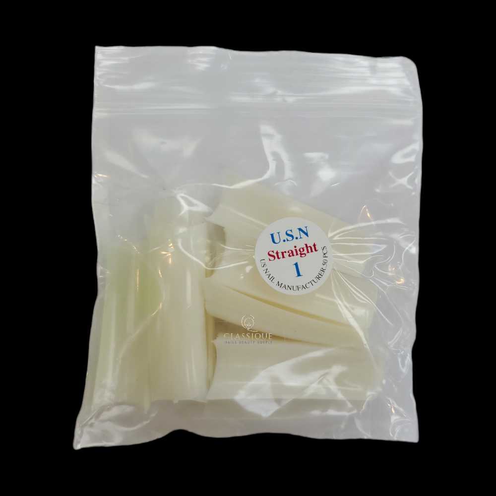 USN Nail Tips Natural Straight (Bag of 50), acrylic nail tips, nail tip shapes