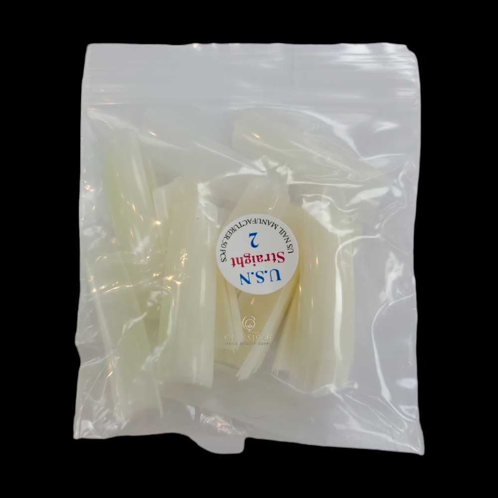 USN Nail Tips Natural Straight (Bag of 50), acrylic nail tips, nail tip shapes