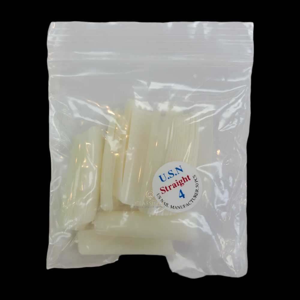 USN Nail Tips Natural Straight (Bag of 50), acrylic nail tips, nail tip shapes