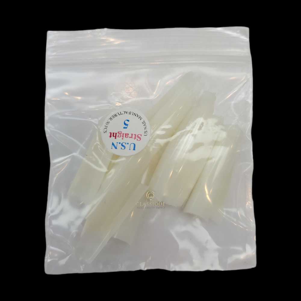 USN Nail Tips Natural Straight (Bag of 50), acrylic nail tips, nail tip shapes