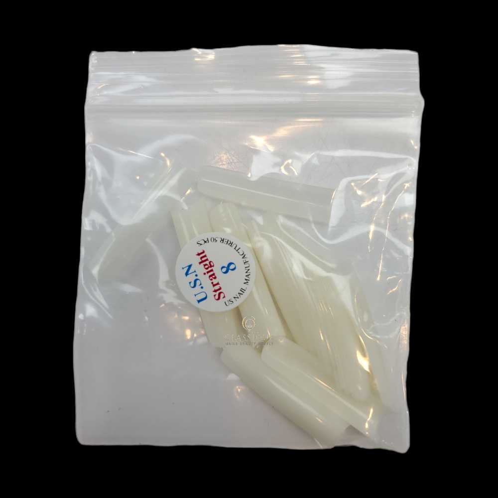 USN Nail Tips Natural Straight (Bag of 50), acrylic nail tips, nail tip shapes