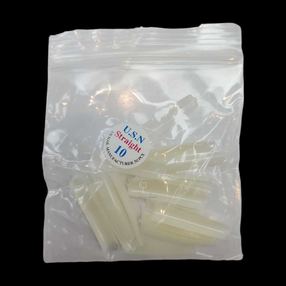USN Nail Tips Natural Straight (Bag of 50), acrylic nail tips, nail tip shapes