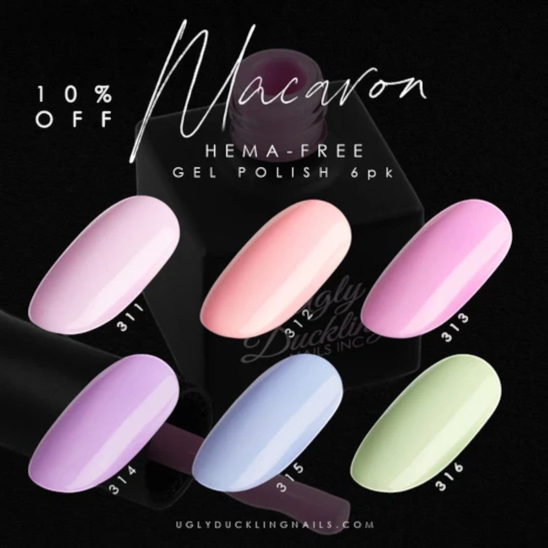 Ugly Duckling Gel Polish (HEMA- Free) - Macaron Collection #311-316 (6pcs)