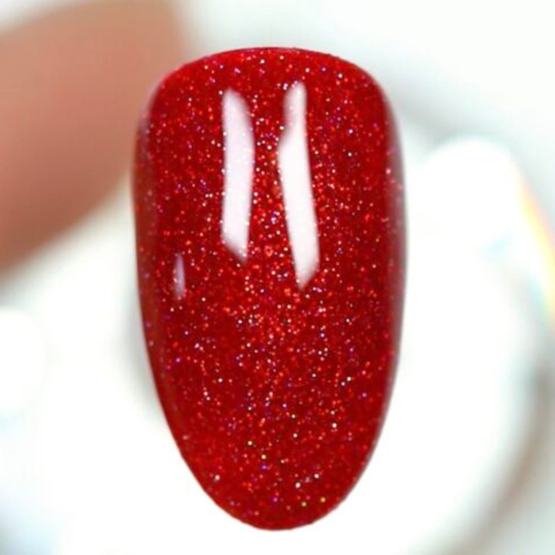 DND DC Mermaid 226 Vivid Red - Sparkling Glitter Gel Polish
