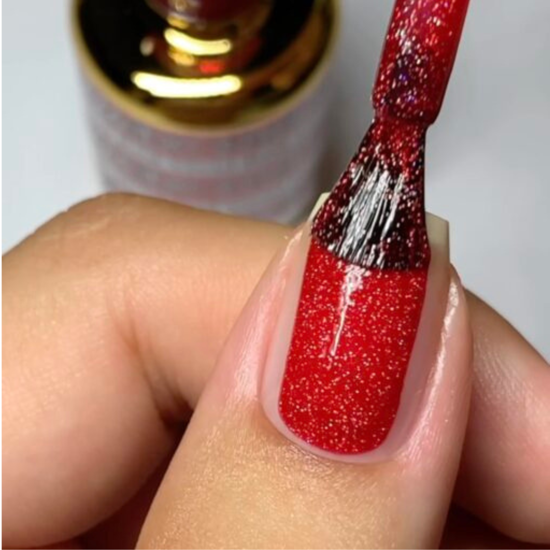 DND DC Mermaid 226 Vivid Red - Sparkling Glitter Gel Polish