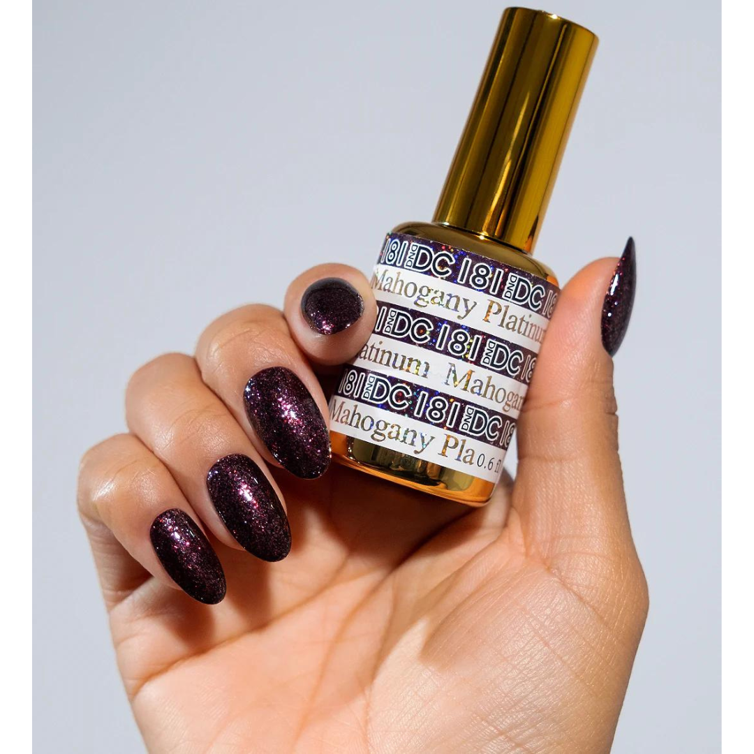 DND DC Platinum 181 Mahogany - Metallic Glitter Gel Polish