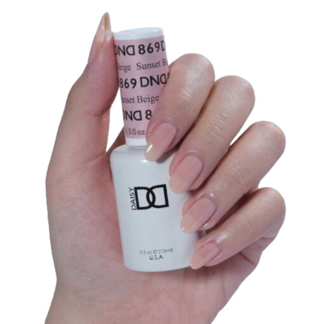 dnd sheer collection, sheer nail polish, gel polish, regular nail polish, dnd nail lacquer, 869 Sunset Beige, nail salon in tottenham