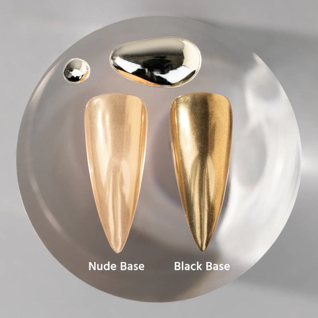 V Beauty Pure chrome nail powder Champagne, how to use chrome powder for nails
